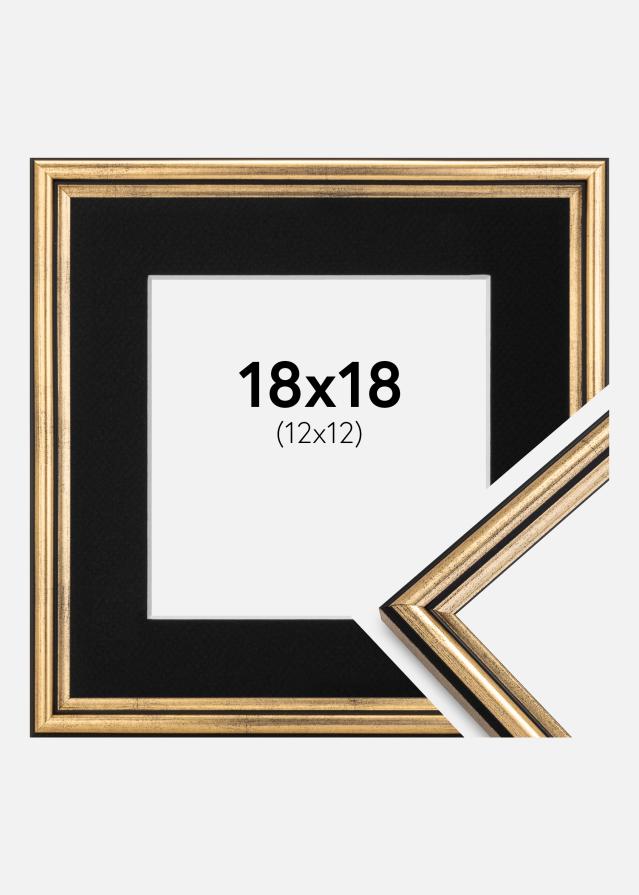 Ramme Horndal Guld 18x18 cm - Passepartout Sort 13x13 cm