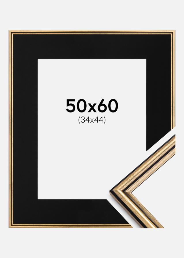 Ramme Horndal Guld 50x60 cm - Passepartout Sort 35x45 cm