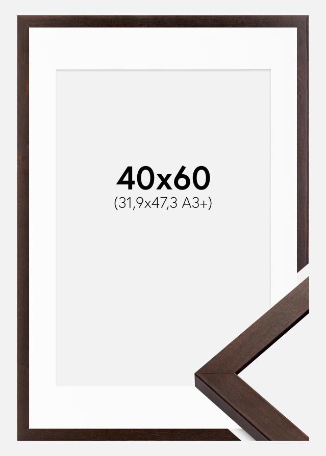 Ramme Selection Valnød 40x60 cm - Passepartout Hvid 32,9x48,3 cm (A3+)