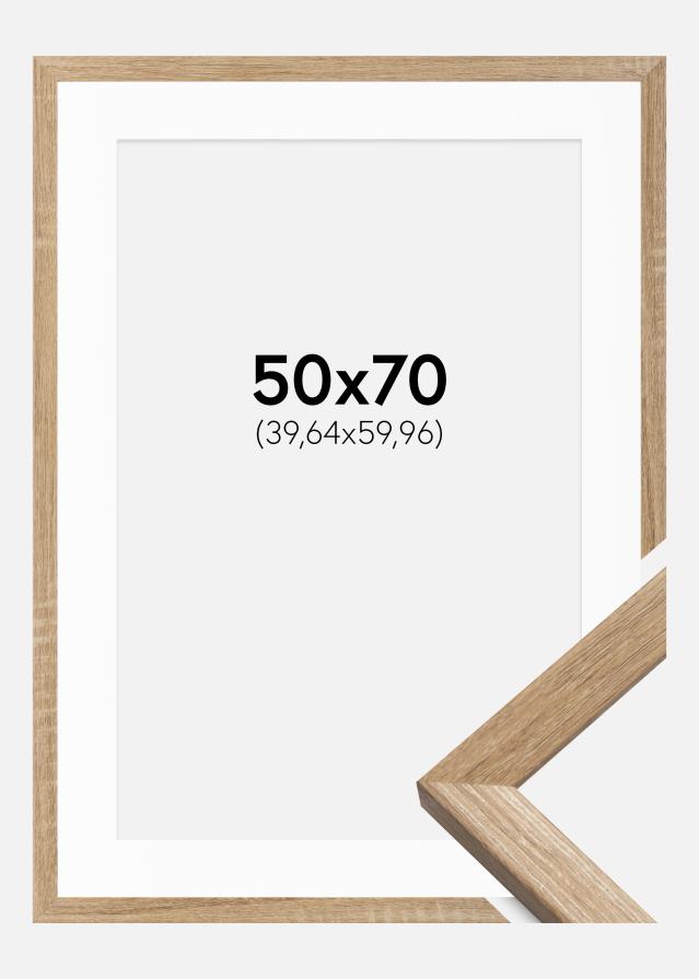 Ramme Fiorito Lys Eg 50x70 cm - Passepartout Hvid 16x24 inches