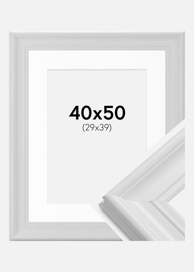 Ramme Mora Premium Hvid 40x50 cm - Passepartout Hvid 30x40 cm