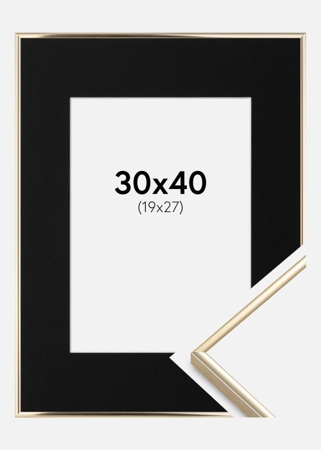 Ramme Visby Blank Guld 30x40 cm - Passepartout Sort 20x28 cm