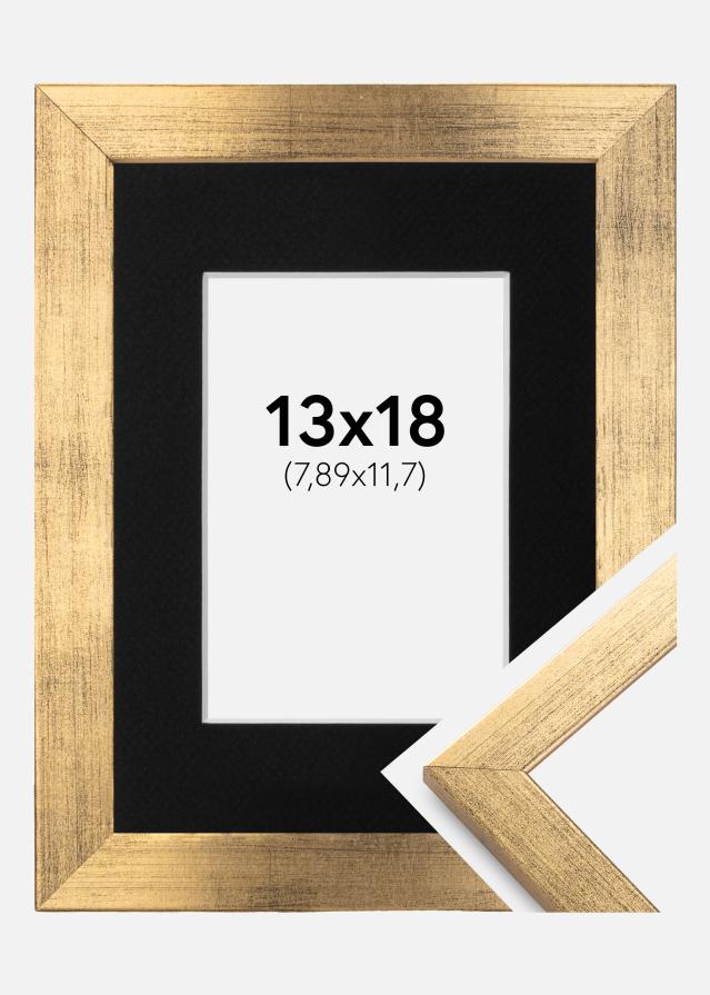 Ramme Stilren Guld 13x18 cm - Passepartout Sort 3,5x5 inches