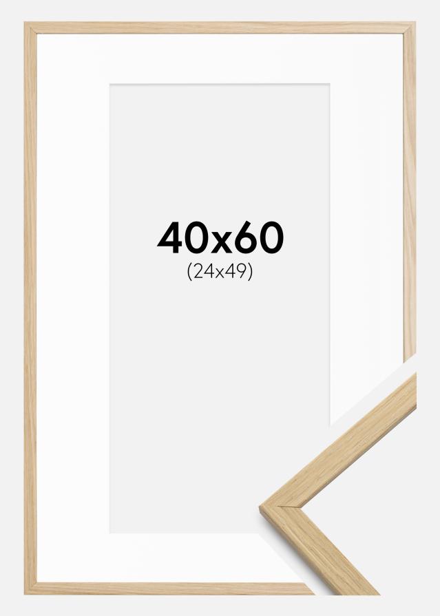 Ramme Edsbyn Eg 40x60 cm - Passepartout Hvid 25x50 cm