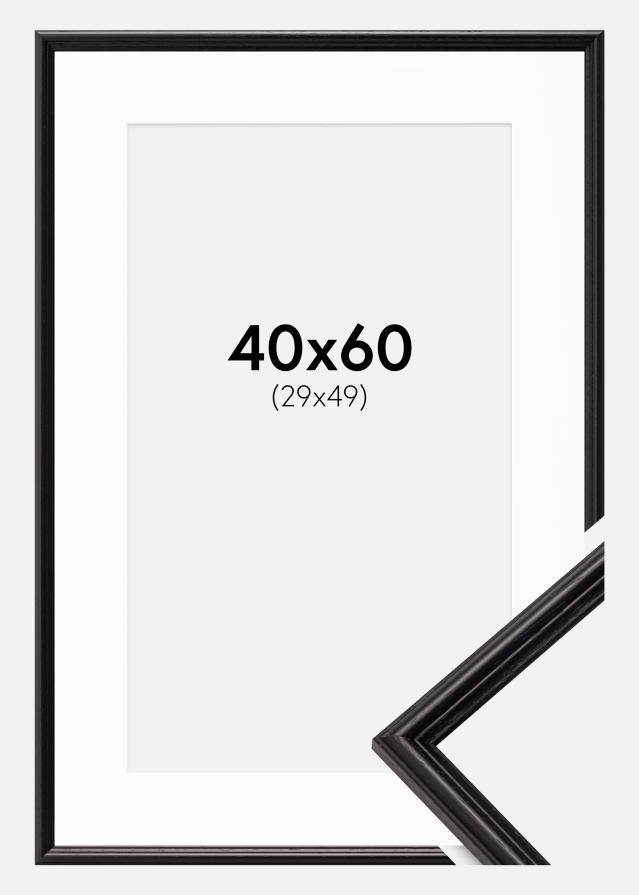 Ramme Horndal Sort 40x60 cm - Passepartout Hvid 30x50 cm
