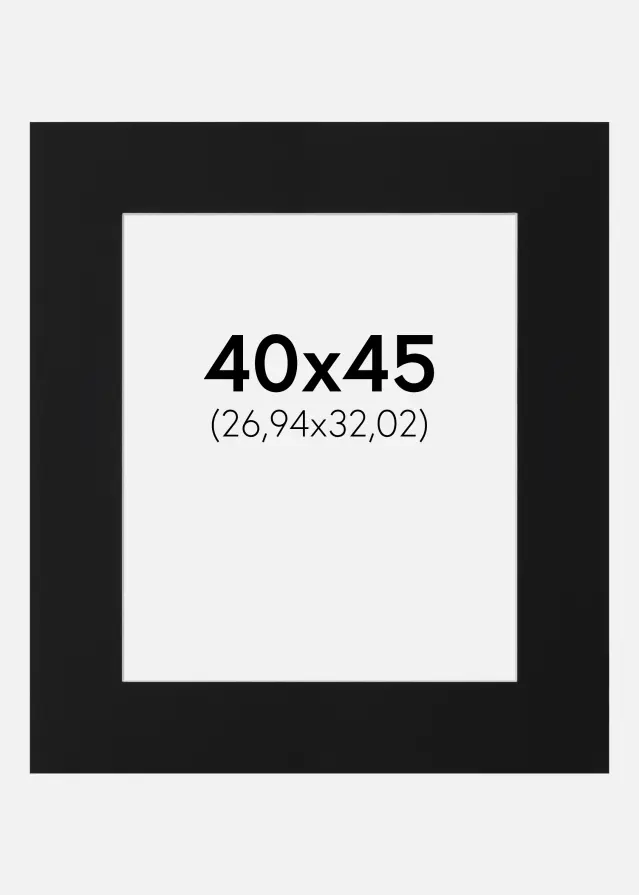 Passepartout Sort Standard (Hvid kerne) 40x45 cm (26,94x32,02)