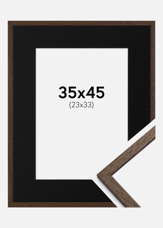 Ramme Edsbyn Valnød 35x45 cm - Passepartout Sort 24x34 cm