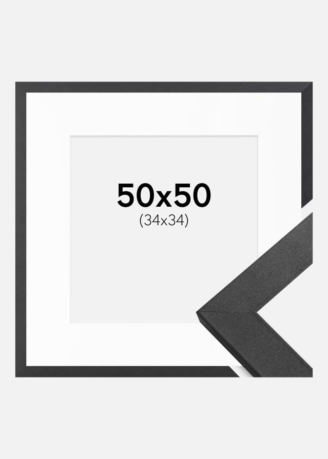 Ramme Graphite Wood 50x50 cm - Passepartout Hvid 35x35 cm