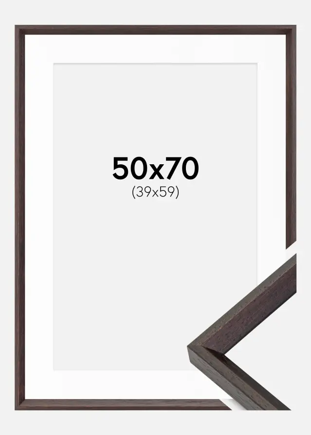 Ramme Globe Espresso 50x70 cm - Passepartout Hvid 40x60 cm