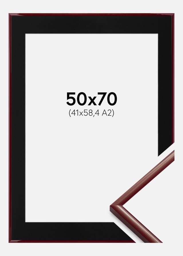 Ramme New Lifestyle Mørkerød 50x70 cm - Passepartout Sort 42x59,4 cm (A2)