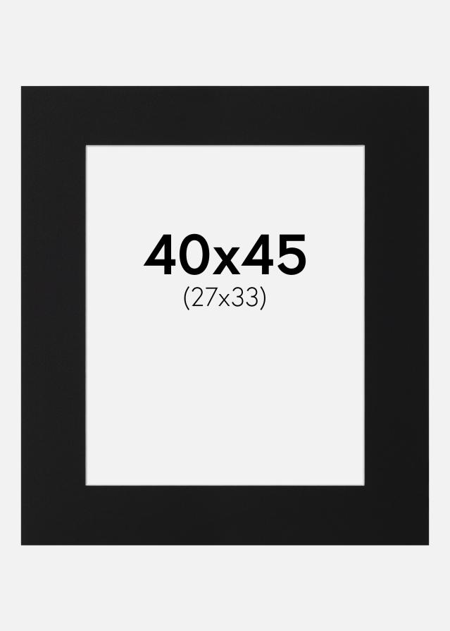 Passepartout Sort Standard (Hvid kerne) 40x45 cm (27x33)