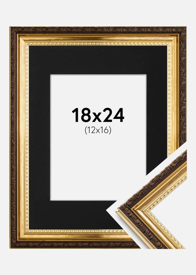 Ramme Abisko Guld 18x24 cm - Passepartout Sort 13x17 cm