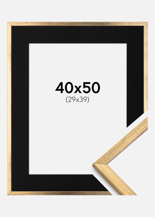 Ramme Galant Guld 40x50 cm - Passepartout Sort 30x40 cm