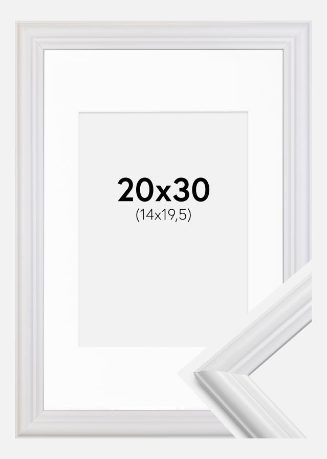 Ramme Siljan Hvid 20x30 cm - Passepartout Hvid 15x21 cm (A5)