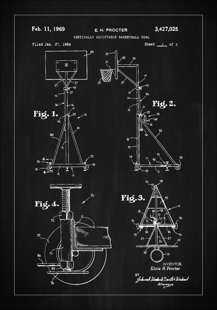 Patent Print - Basketball - Black Plakat