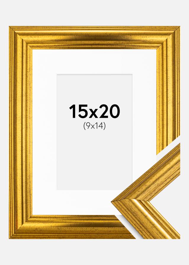 Ramme Västkusten Guld 15x20 cm - Passepartout Hvid 10x15 cm