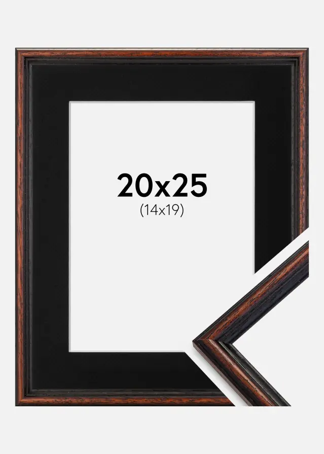 Ramme Horndal Valnød 20x25 cm - Passepartout Sort 15x20 cm