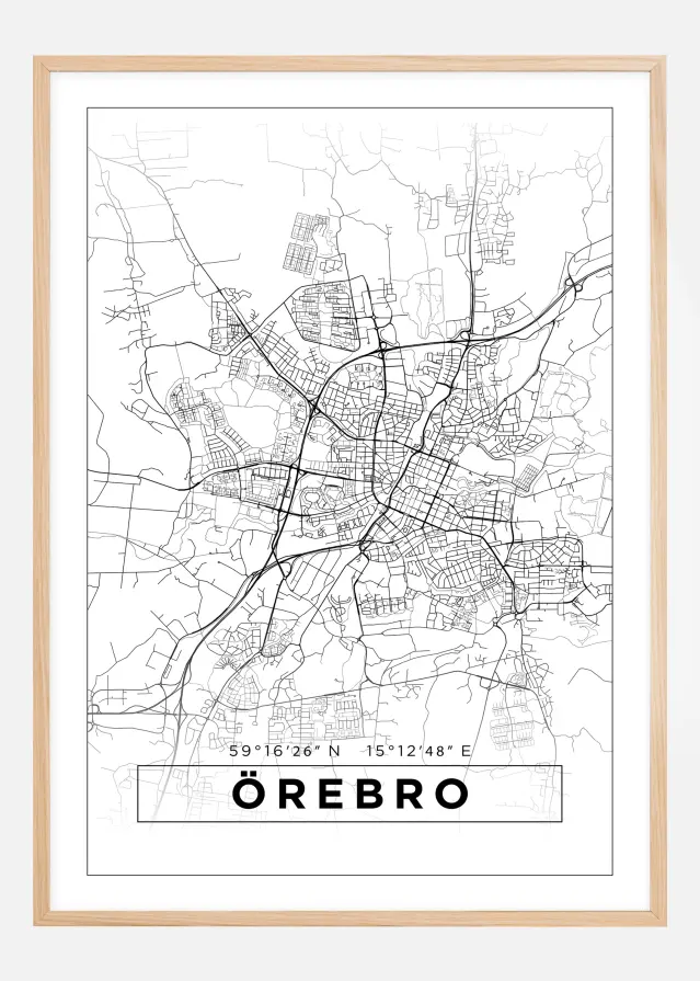 Kort - Örebro - Hvid Plakat