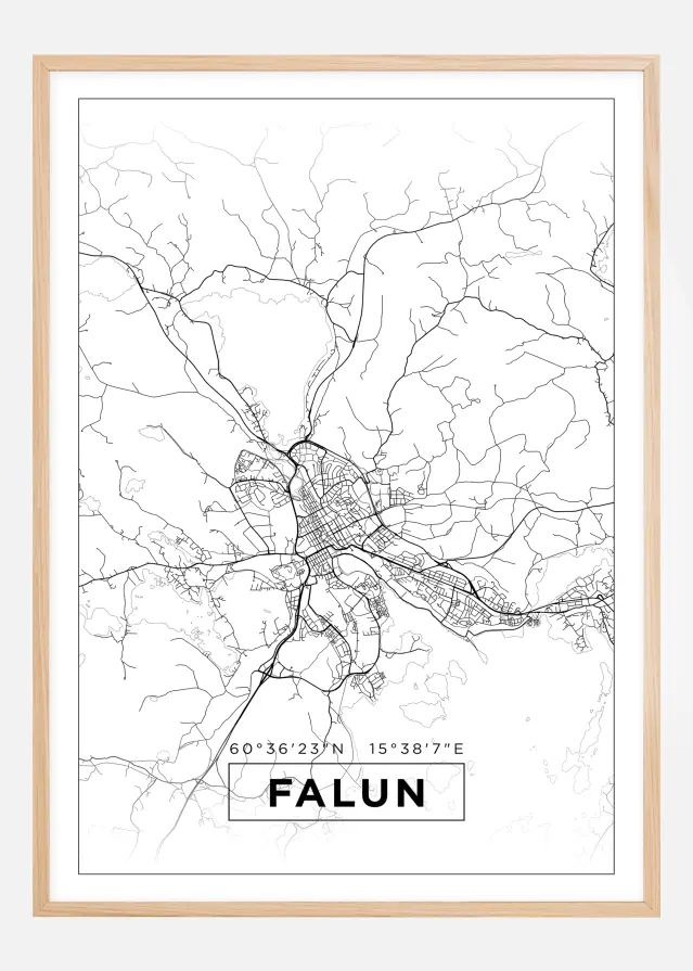 Kort - Falun - Hvid Plakat