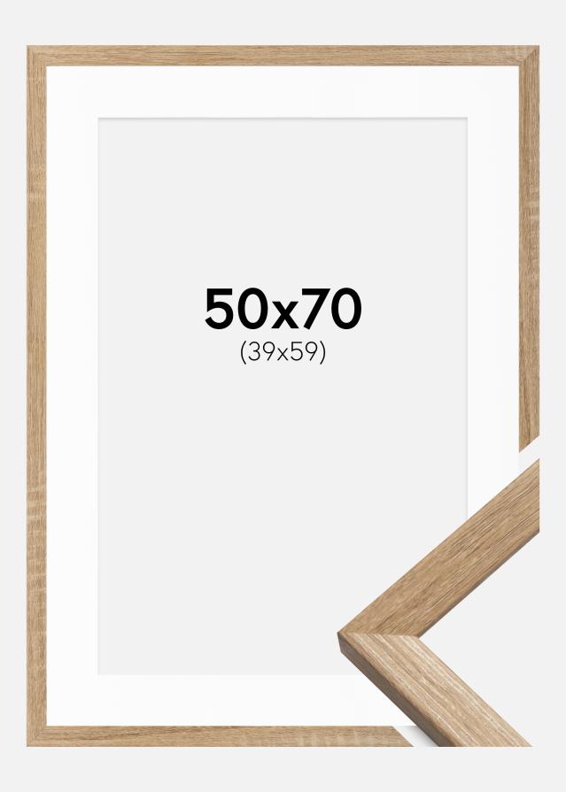 Ramme Fiorito Lys Eg 50x70 cm - Passepartout Hvid 40x60 cm