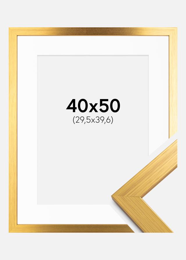 Ramme Gold Wood 40x50 cm - Passepartout Hvid 12x16 inches