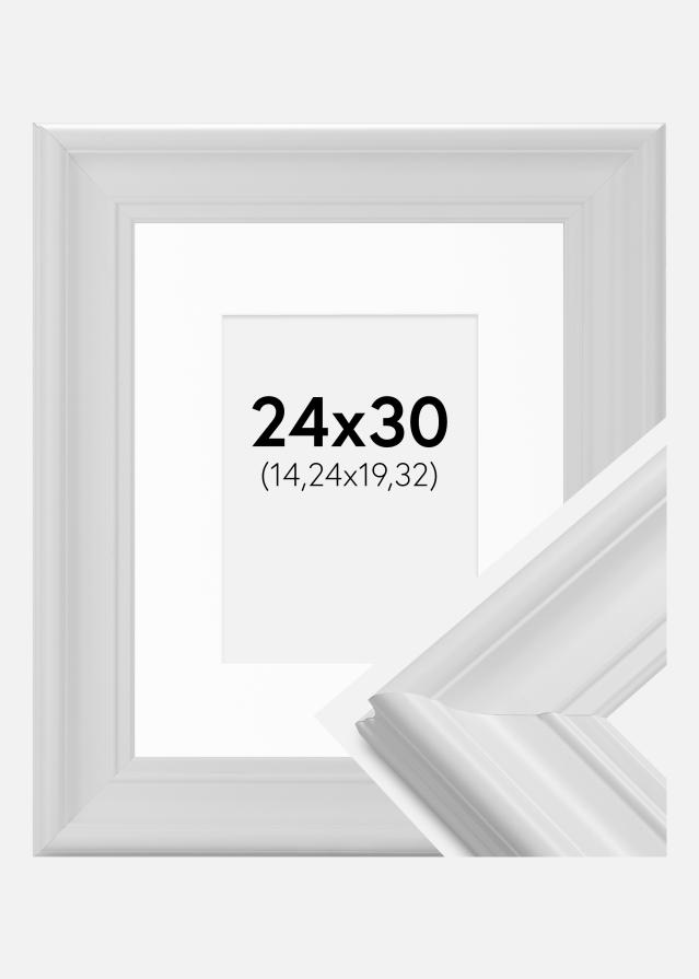 Ramme Mora Premium Hvid 24x30 cm - Passepartout Hvid 6x8 inches