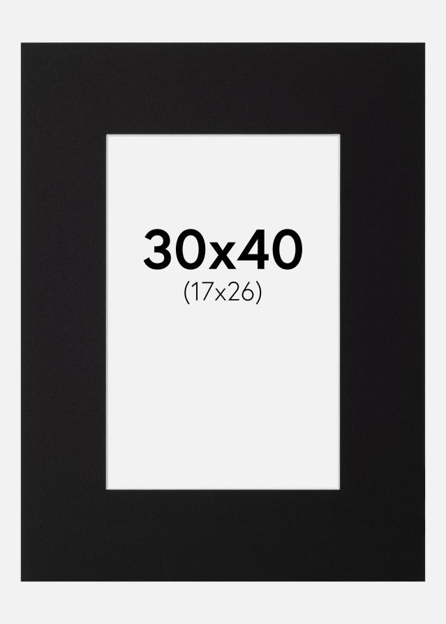 Passepartout Sort Standard (Hvid Kerne) 30x40 cm (17x26)