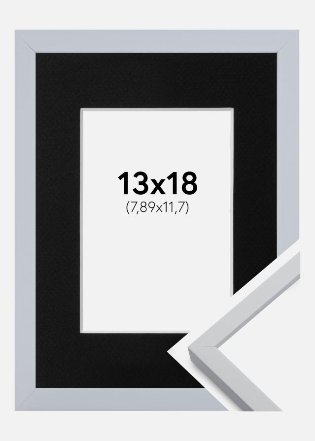 Ramme Oslo Hvid 13x18 cm - Passepartout Sort 3,5x5 inches