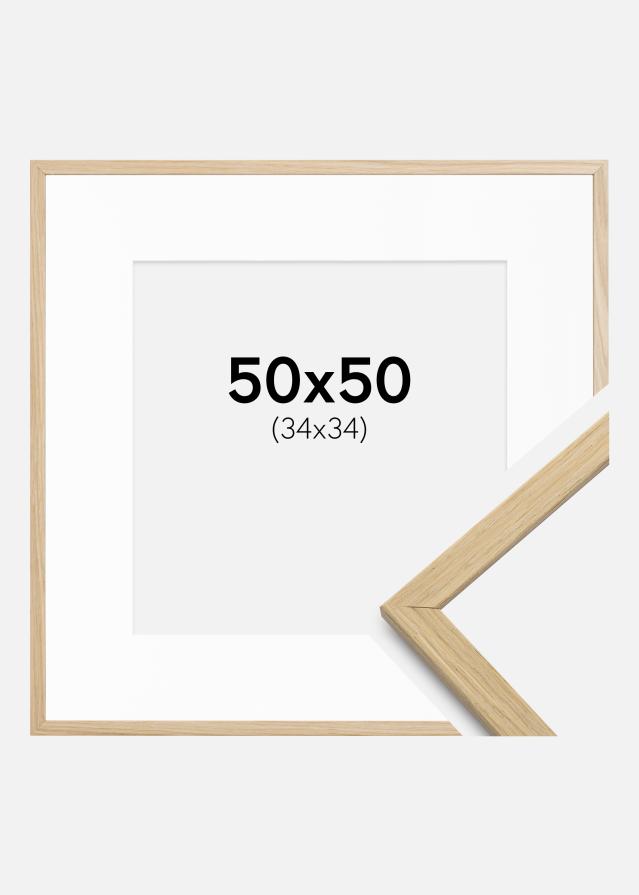Ramme Edsbyn Eg 50x50 cm - Passepartout Hvid 35x35 cm