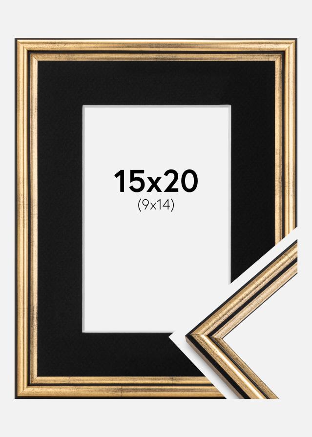 Ramme Horndal Guld 15x20 cm - Passepartout Sort 10x15 cm
