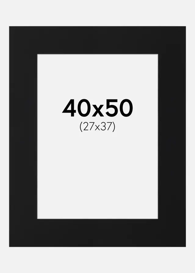 Passepartout Sort Standard (Hvid kerne) 40x50 cm (27x37)
