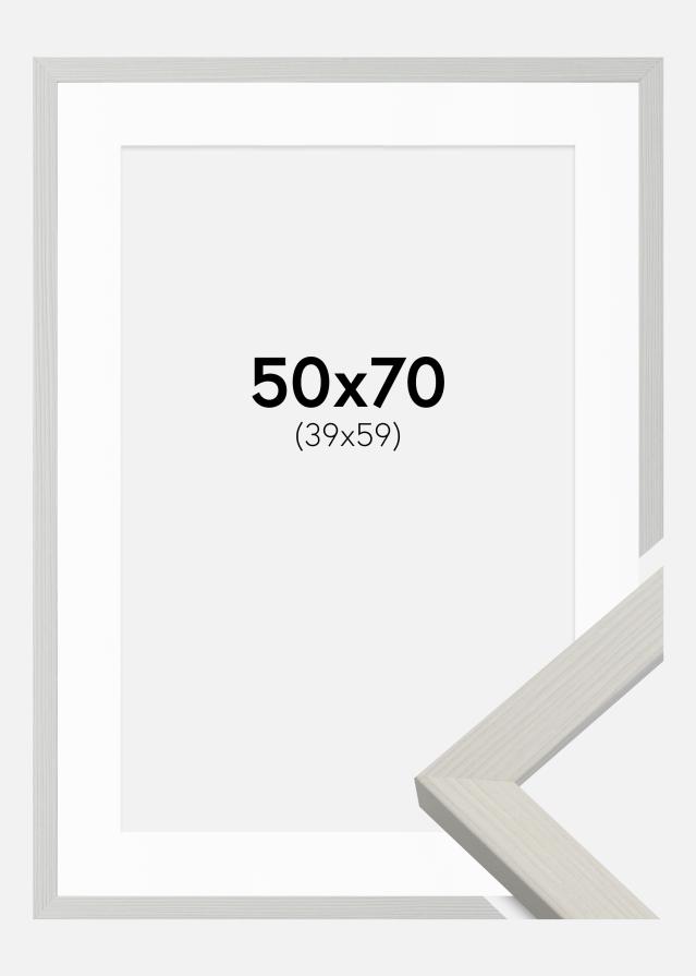 Ramme Fiorito Hvid 50x70 cm - Passepartout Hvid 40x60 cm