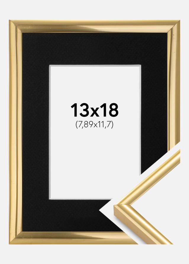 Ramme Victoria Guld 13x18 cm - Passepartout Sort 3,5x5 inches