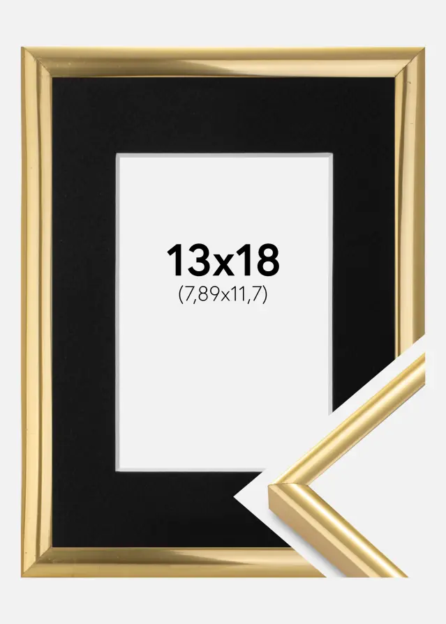Ramme Victoria Guld 13x18 cm - Passepartout Sort 3,5x5 inches