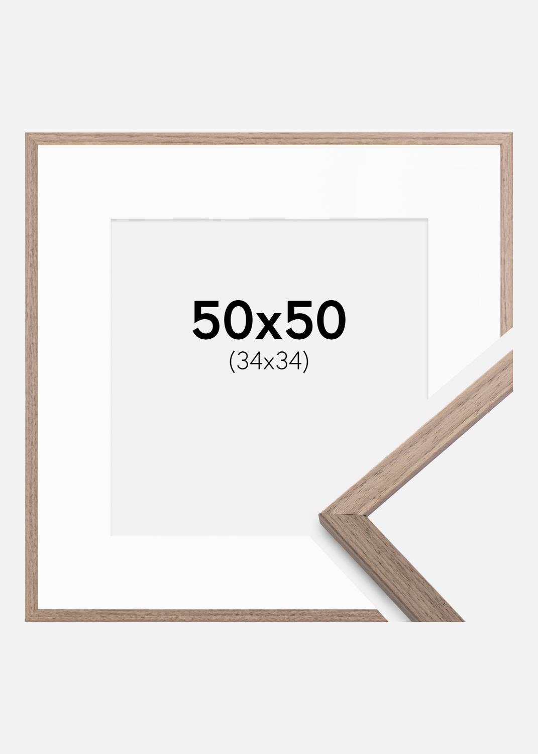 Product Image for Ramme Edsbyn Lys Valnød 50x50 cm - Passepartout Hvid 35x35 cm