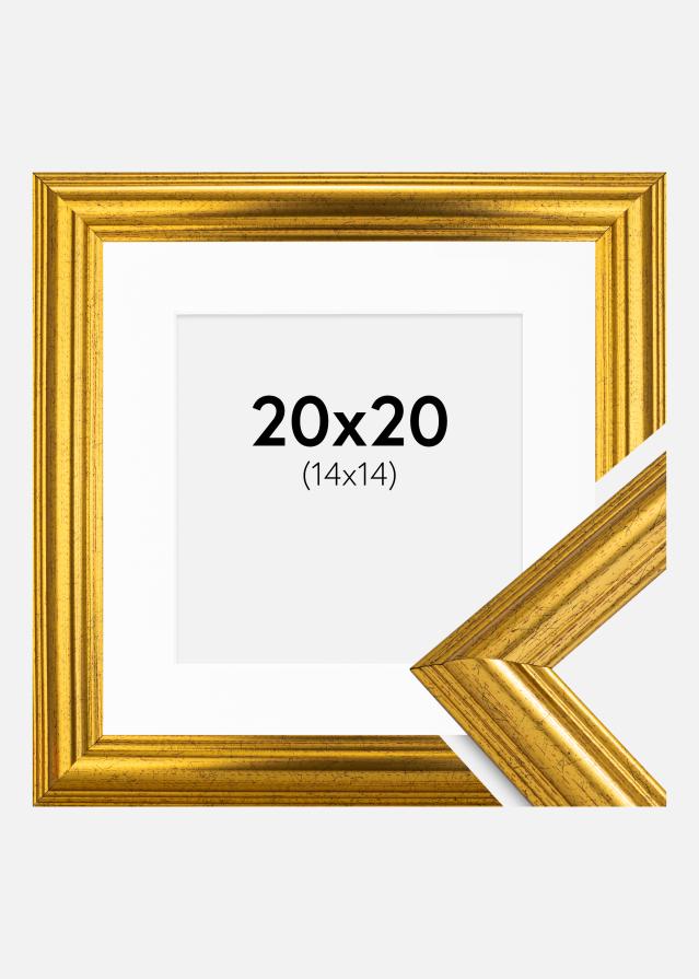 Ramme Västkusten Guld 20x20 cm - Passepartout Hvid 15x15 cm