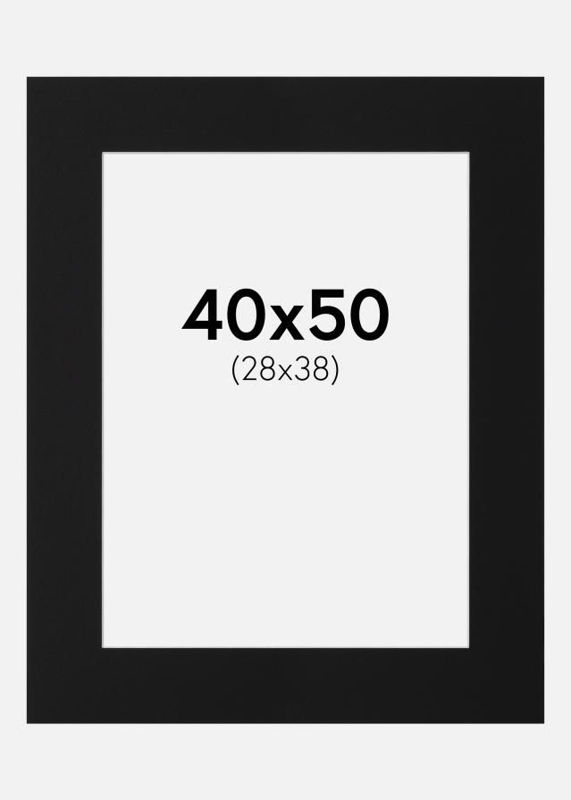 Passepartout Sort Standard (Hvid kerne) 40x50 cm (28x38)