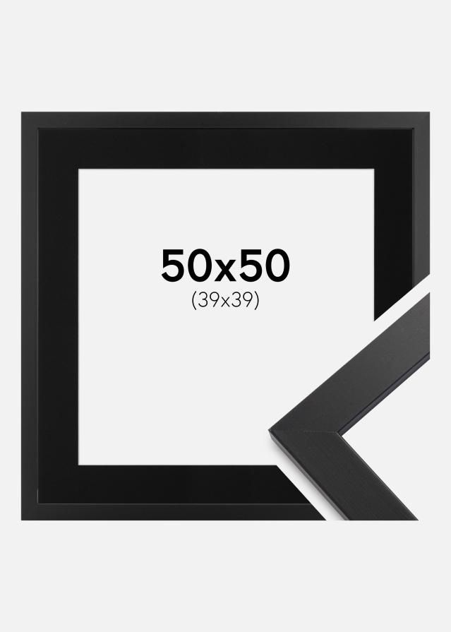 Ramme Black Wood 50x50 cm - Passepartout Sort 40x40 cm