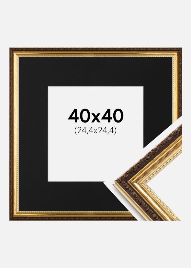 Ramme Abisko Guld 40x40 cm - Passepartout Sort 10x10 inches (25,4x25,4 cm)