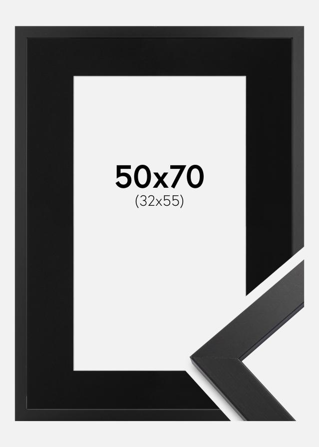 Ramme Black Wood 50x70 cm - Passepartout Sort 33x56 cm