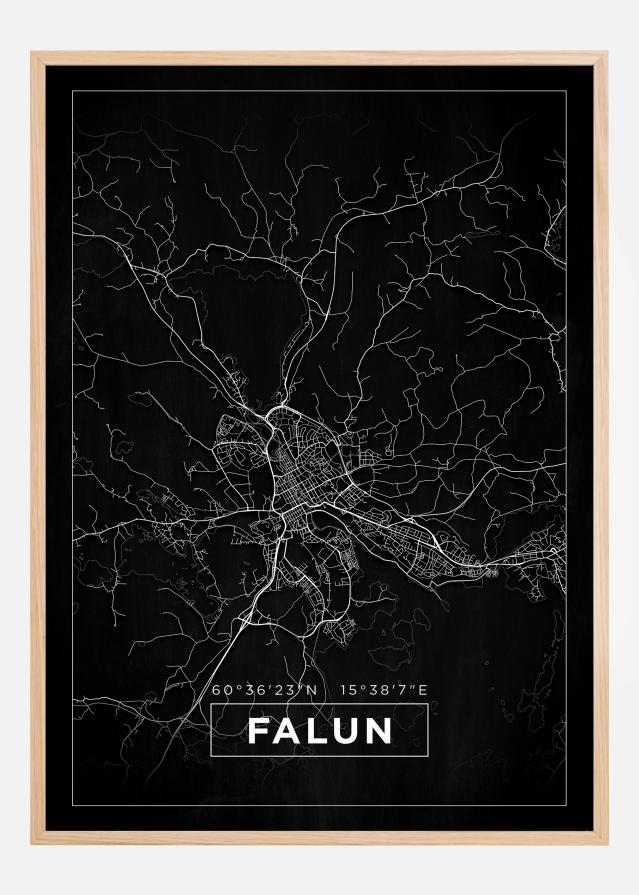 Kort - Falun - Sort Plakat