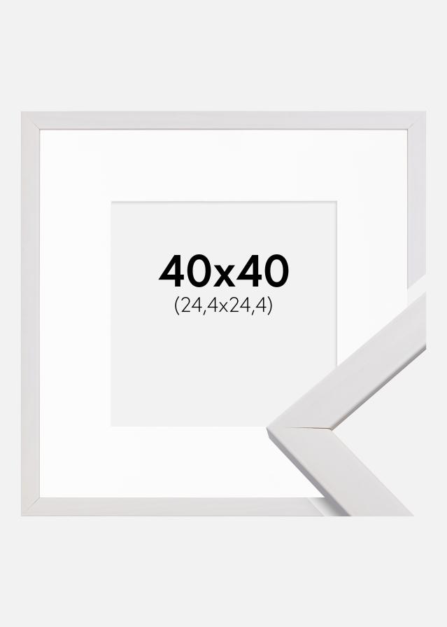Ramme Stilren Hvid 40x40 cm - Passepartout Hvid 10x10 inches