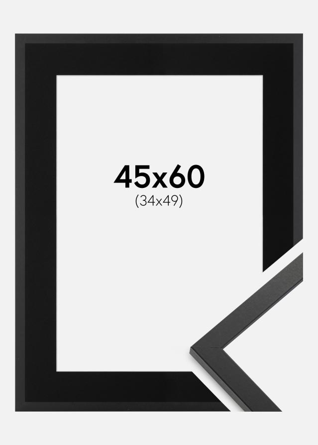 Ramme Trendy Sort 45x60 cm - Passepartout Sort 35x50 cm