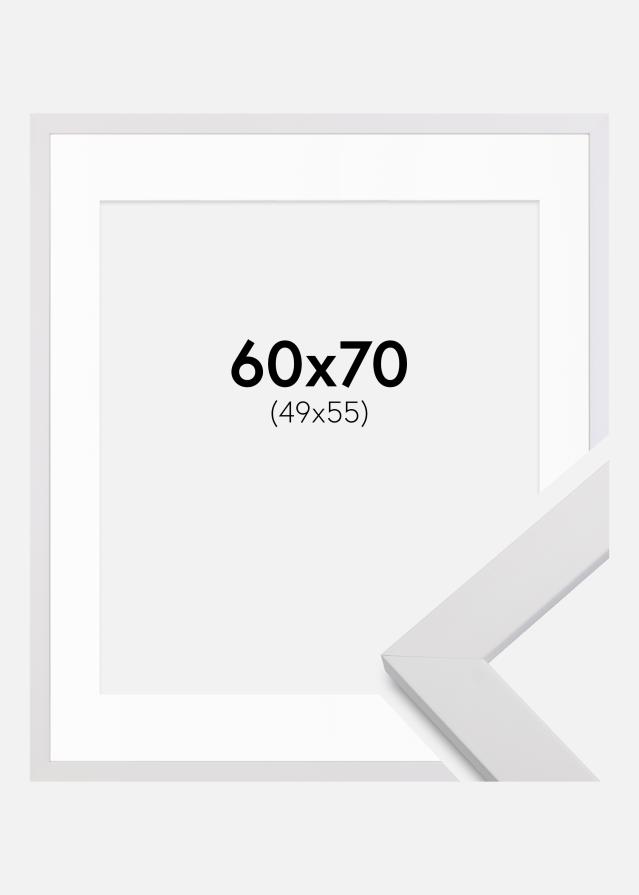 Ramme White Wood 60x70 cm - Passepartout Hvid 50x56 cm