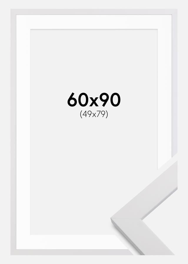 Ramme White Wood 60x90 cm - Passepartout Hvid 50x80 cm