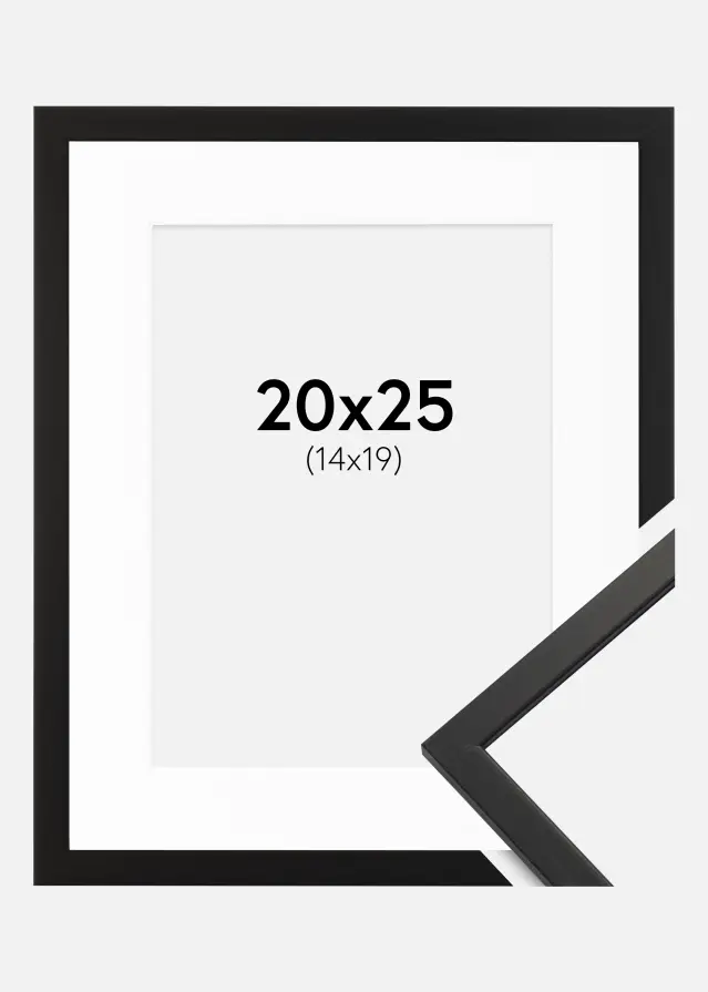 Ramme Edsbyn Sort 20x25 cm - Passepartout Hvid 15x20 cm