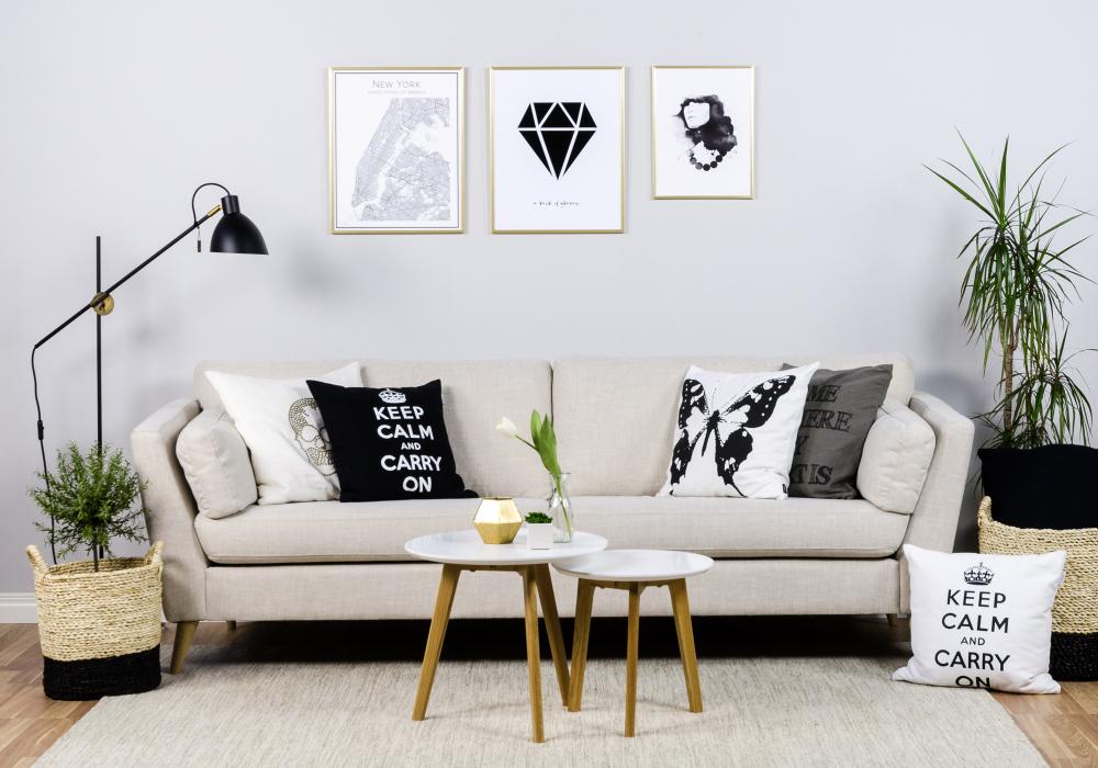 Diamant - Hvid med Sort tryk Plakat