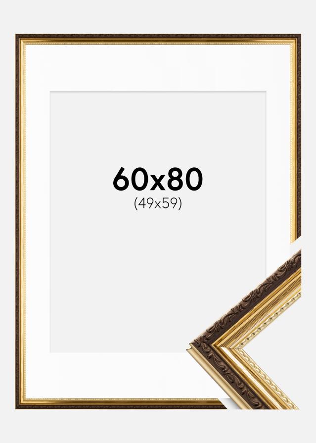 Ramme Abisko Guld 60x80 cm - Passepartout Hvid 50x60 cm