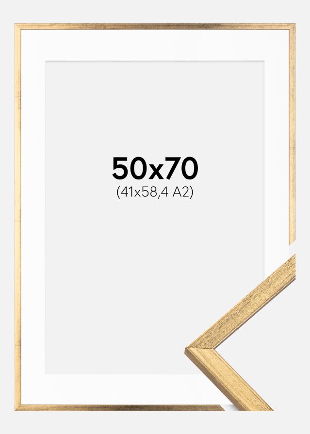 Ramme Galant Guld 50x70 cm - Passepartout Hvid 42x59,4 cm (A2)