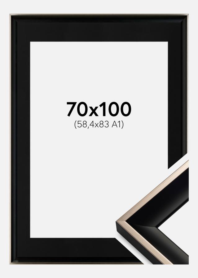 Ramme Öjaren Sort-Sølv 70x100 cm - Passepartout Sort 59,4x84 cm (A1)